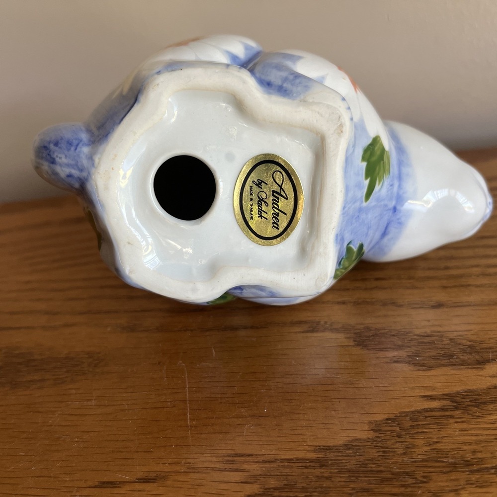 Floral Ceramic Rabbit Figurine, Andrea by Sadek, Daisy Blue and White Floral - Picture 7 of 10